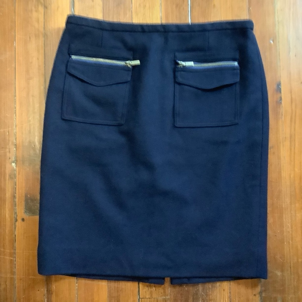 J Crew navy pencil skirt with functioning pockets!
